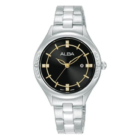 Alba 32Mm Fashion Watch For Women, Analog, Stainless Steel Band - Silver